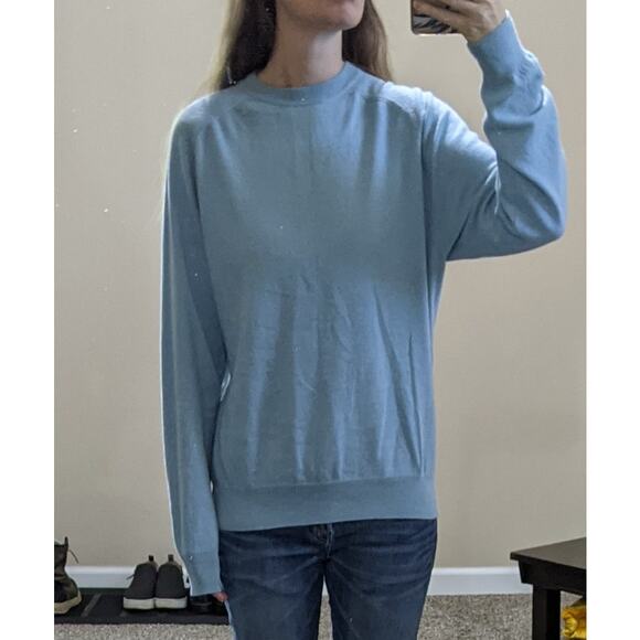 Pale blue Medium Raffi 100% wool crew neck sweater - Picture 2 of 16